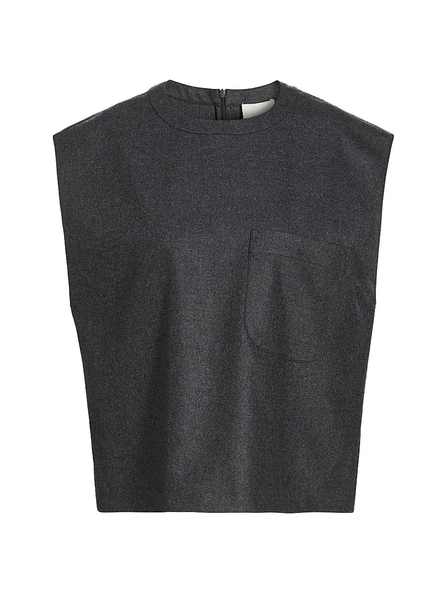Women's Wool & Cashmere Muscle Tee - Charcoal - Size Large