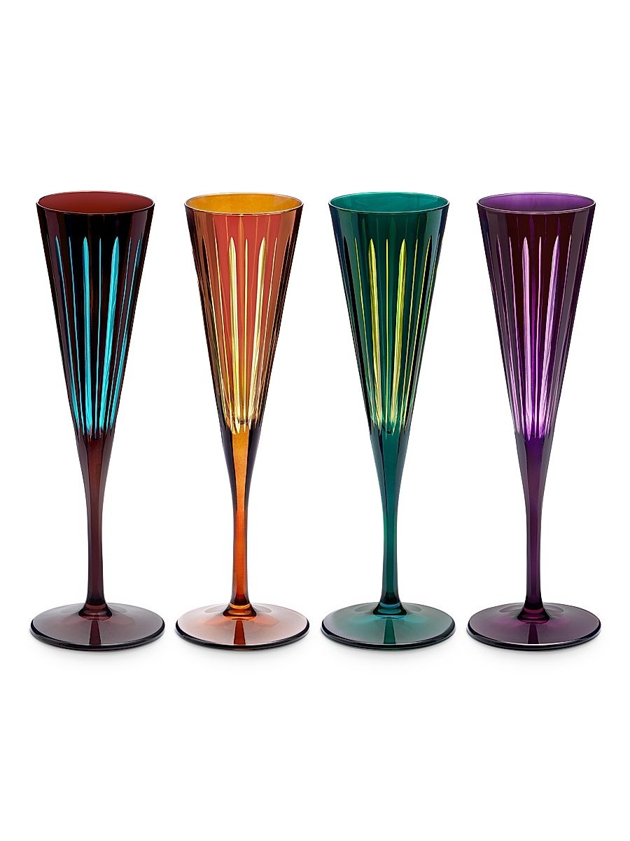 Prism 4-Piece Glass Champagne Flute Set
