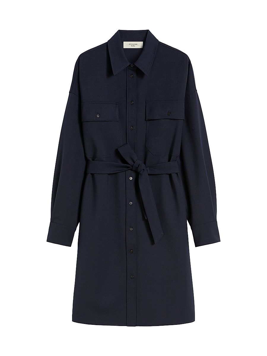 Women's Tech Wool Shirt Dress - Navy - Size 16