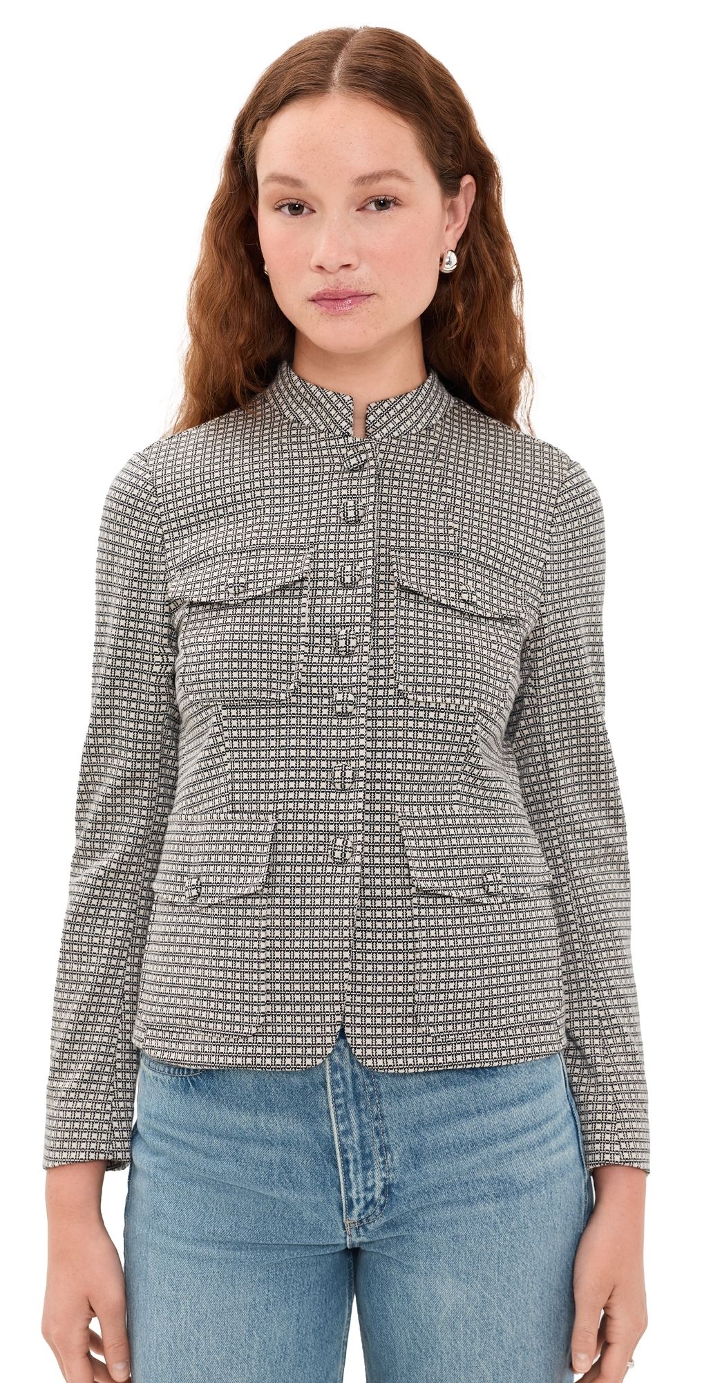 rag & bone Mercer Ponte Blazer Black Plaid 12