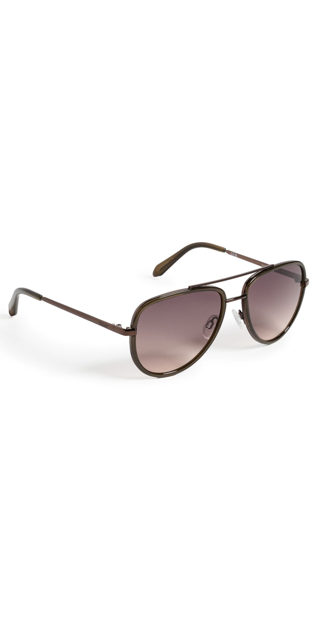 Quay All In Medium Sunglasses Olive/Dark Fawn One Size
