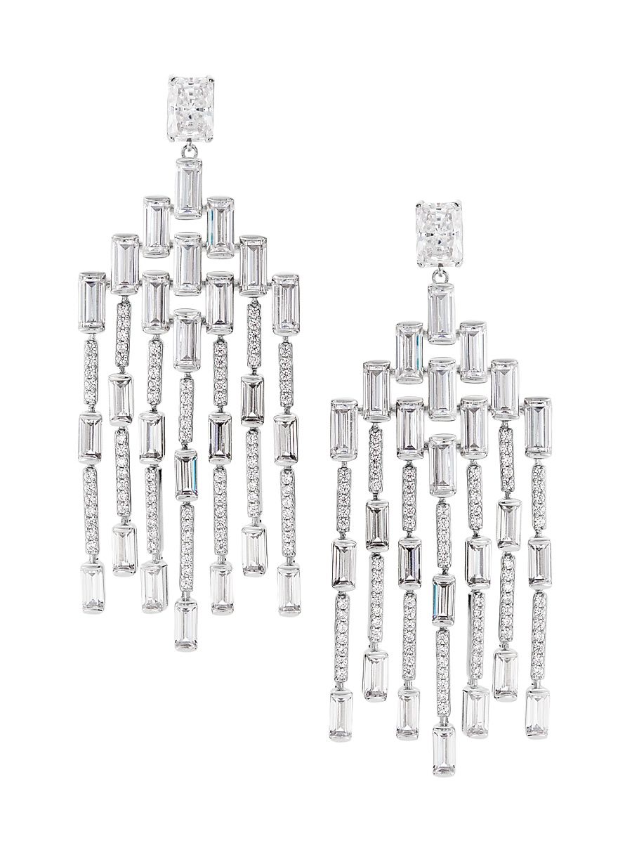 Women's Naomi Kite Sterling Silver & Cubic Zirconia Chandelier Earrings - Silver