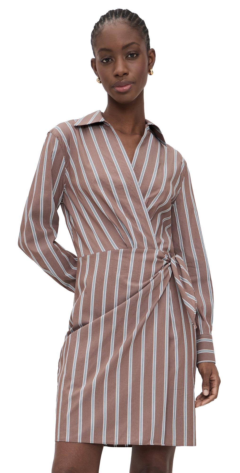 Vince Wrap Dress Brown Multi XXS