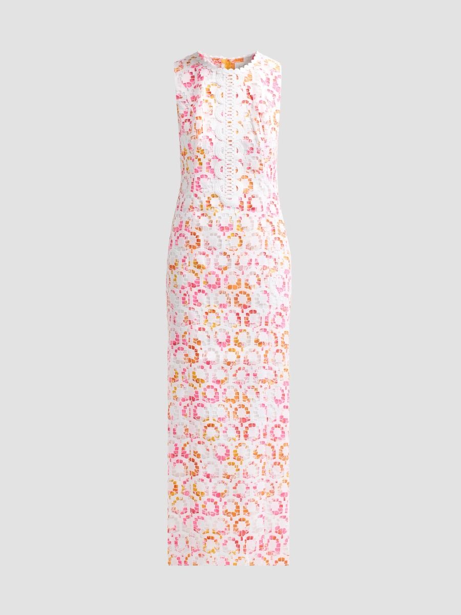 Lilly Pulitzer Women's Kitt Lace-Overlay Maxi Shift Dress - Resort White Pansy - Size 0
