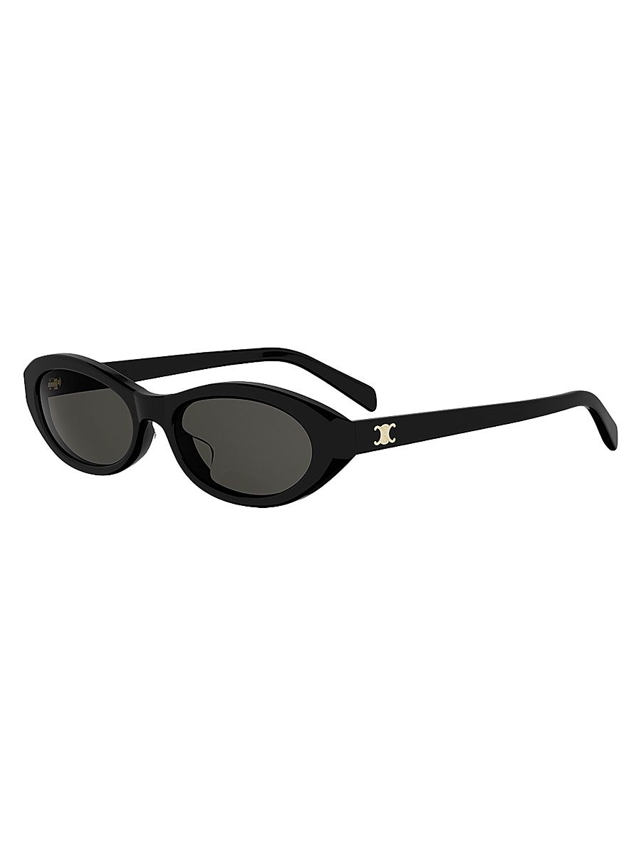 Women's Triomphe Mini 54MM Oval Sunglasses - Shiny Black Smoke