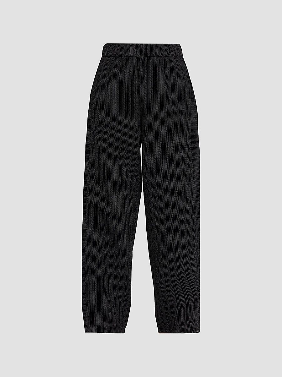 Women's Lantern Stripe Stitch Cotton-Blend Pants - Black White - Size 26