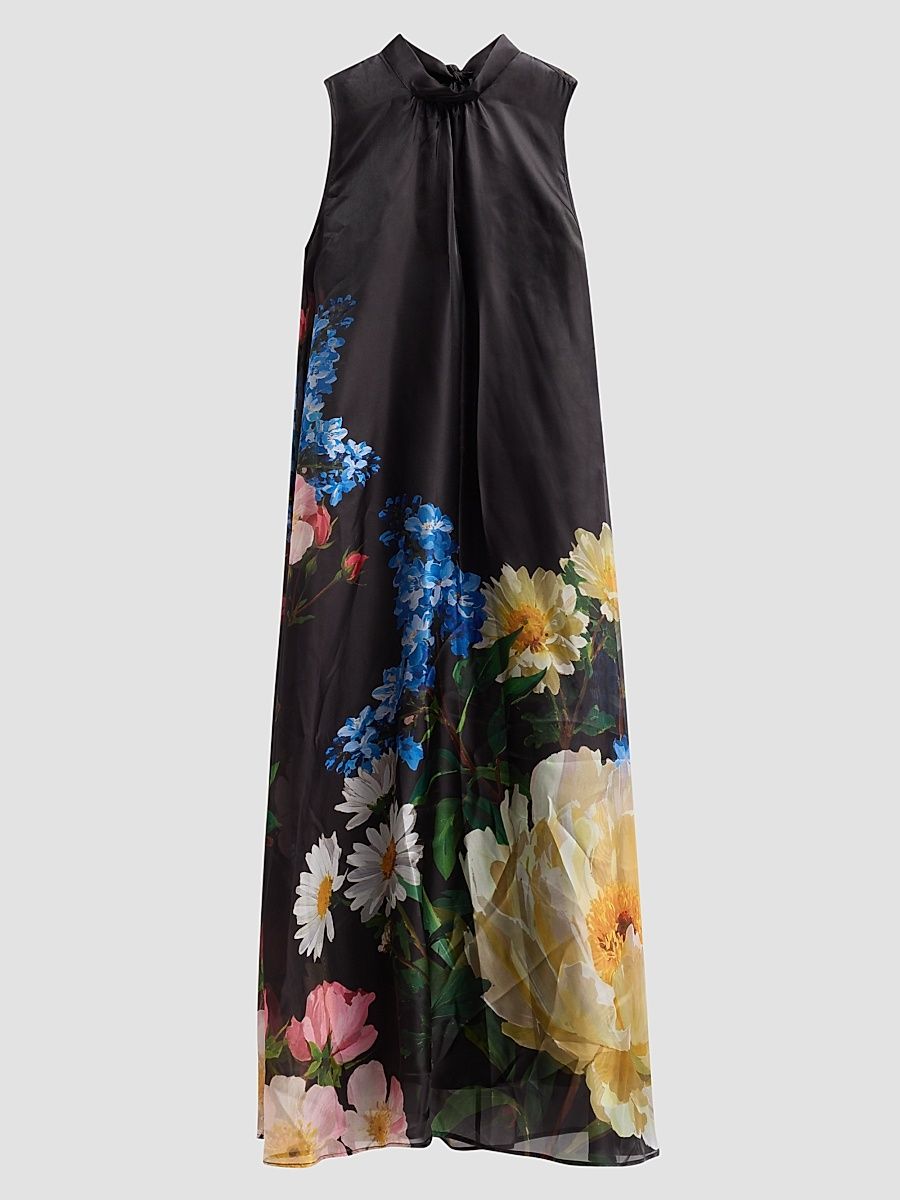 Women's July The Christina Floral Sheer-Overlay Maxi Dress - Moon Flower Print - Size Medium