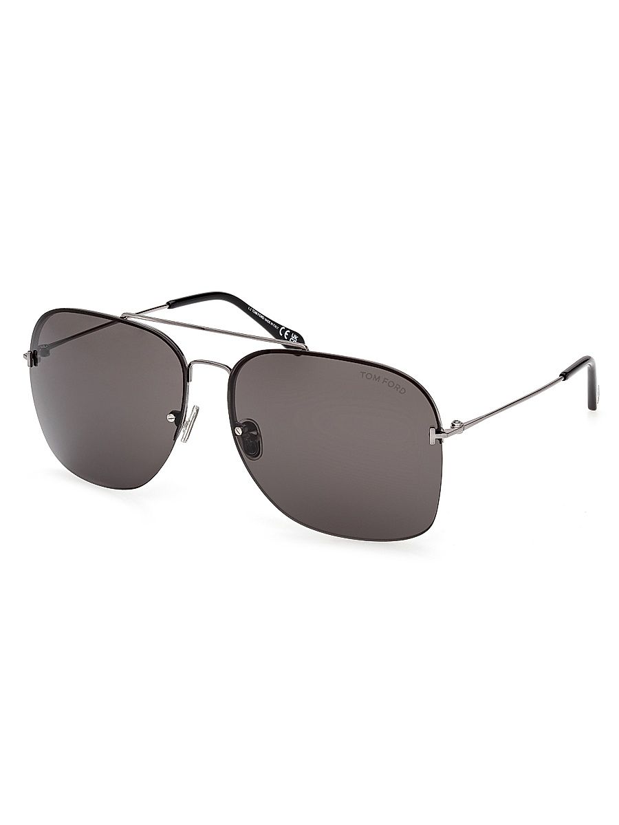 Men's Mackenzie 64MM Aviator Sunglasses - Shiny Smoke