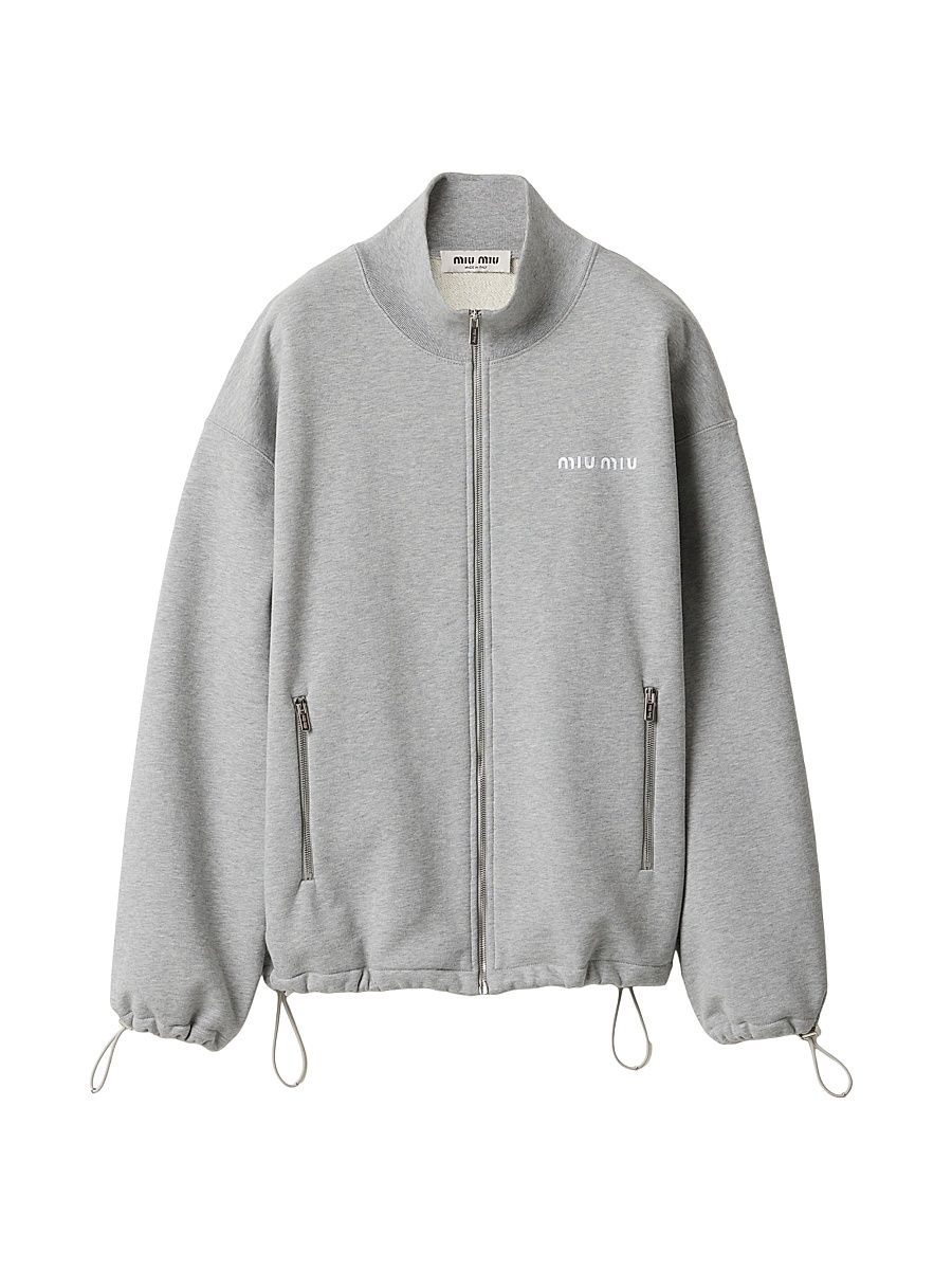 Women's Cotton Fleece Zipper Sweatshirt - Grey - Size XS