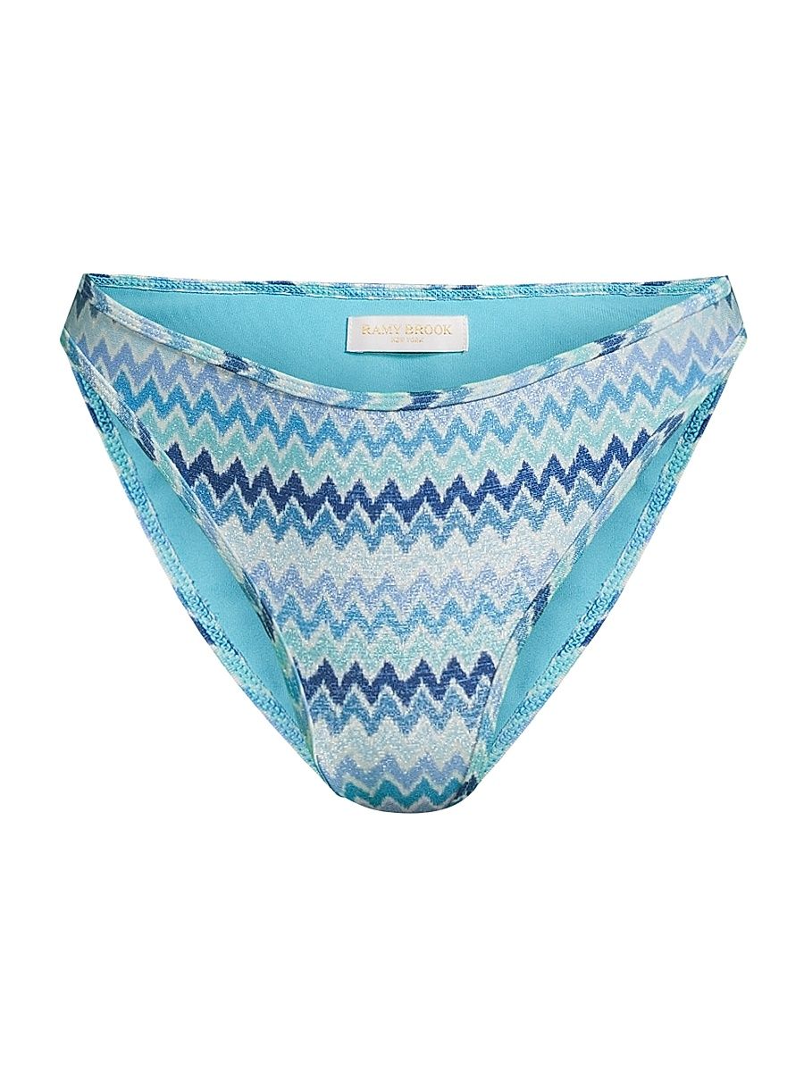 Women's Isla Chevron Bikini Bottom - Beach Blue Chevron - Size XL