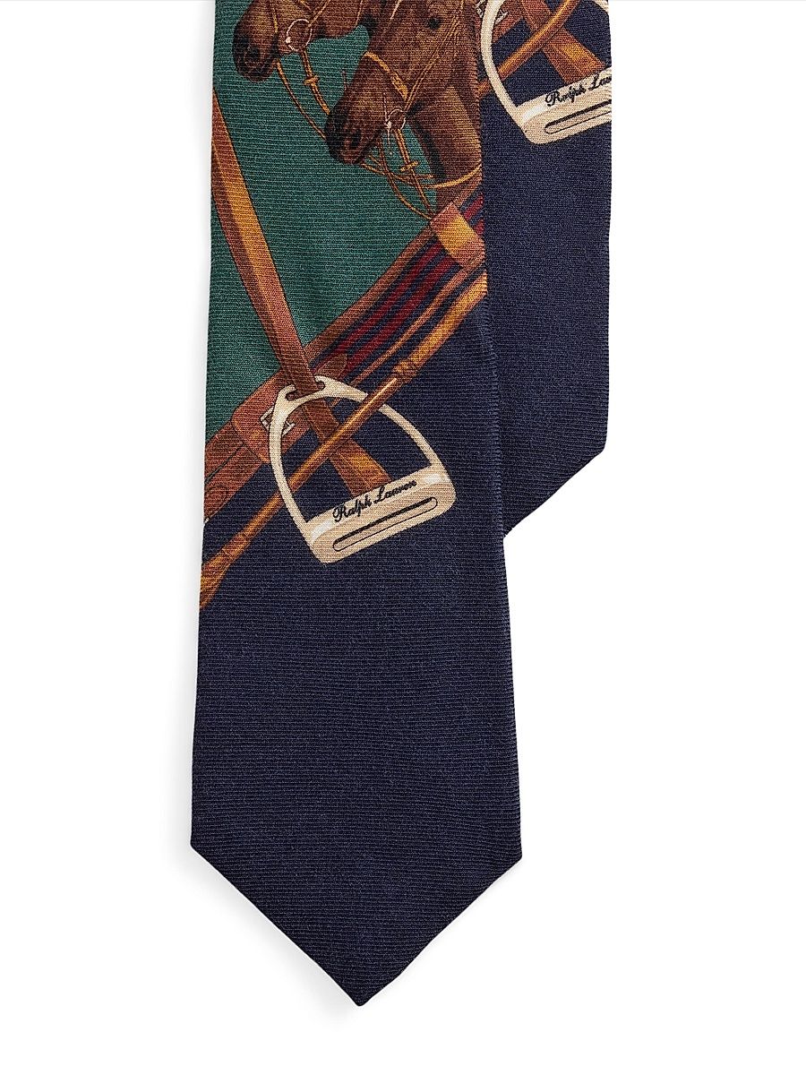 Men's Signature Equestrian Cashmere-Silk Tie - Navy