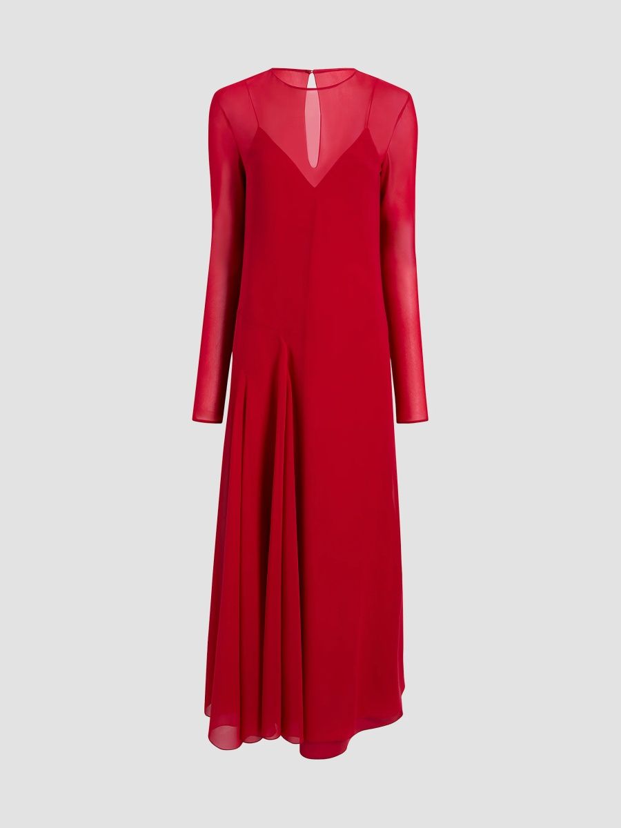 Khaite Women's Scarlett Silk Midi Dress - Scarlet - Size 8