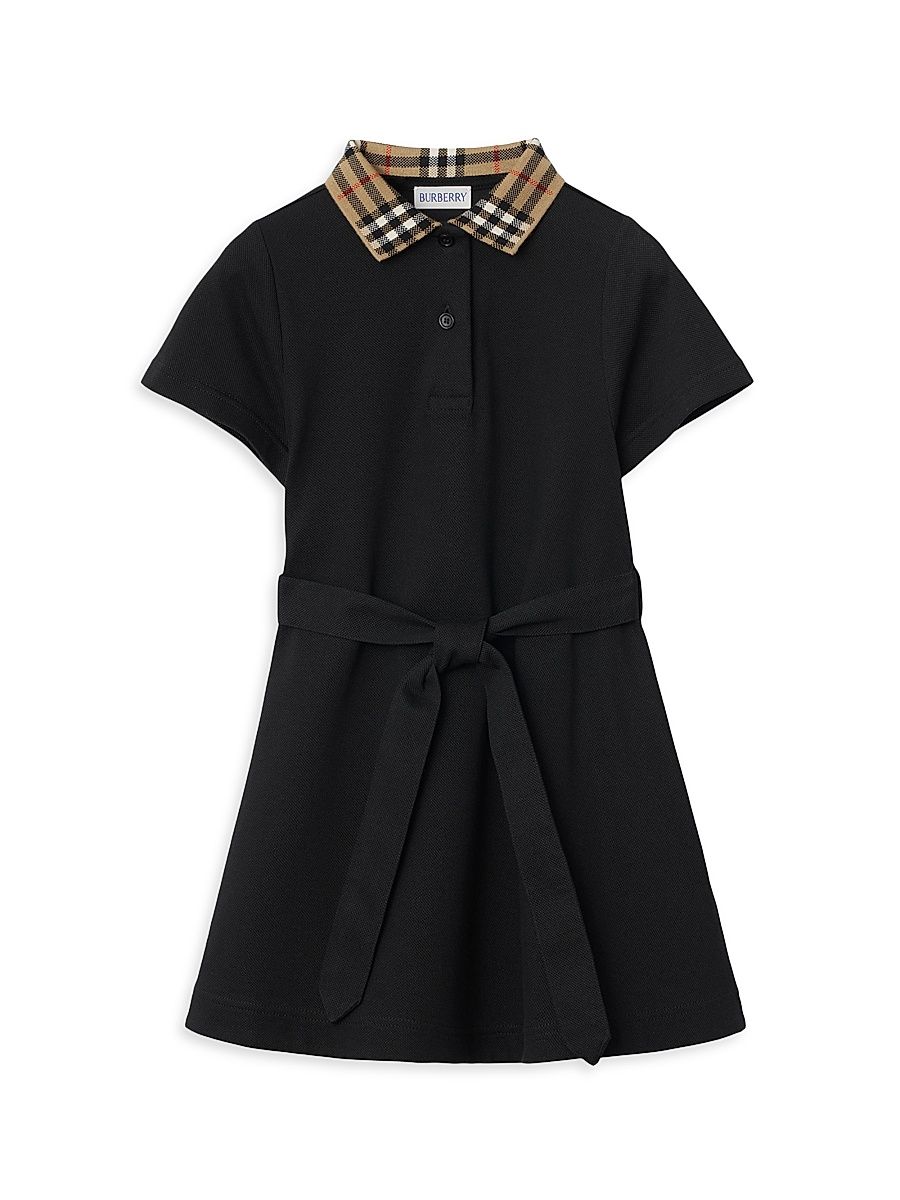 Baby Girl's, Little Girl's & Girl's Check Collar Polo Shirtdress - Black - Size 6 Months