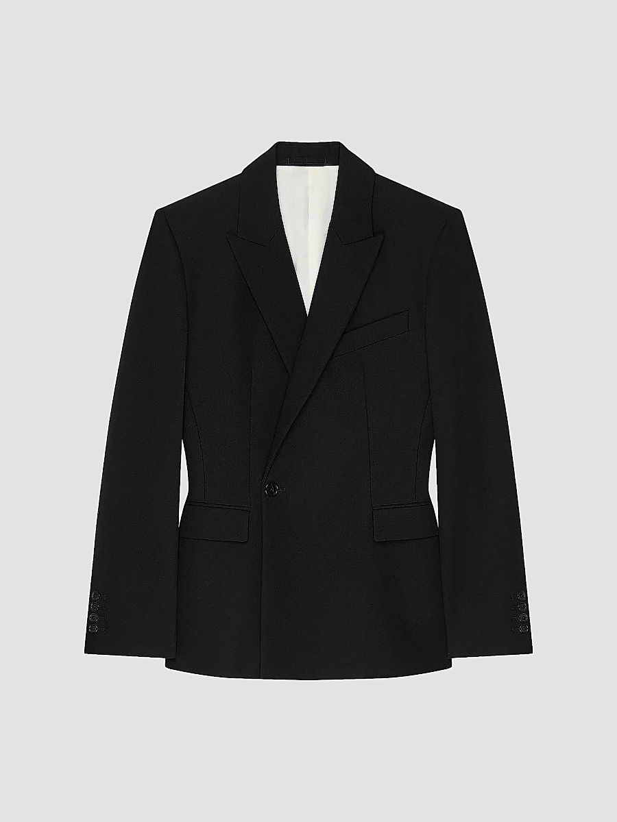 Givenchy Men's Single-Breasted Form Fit Jacket in Wool - Black - Size 46