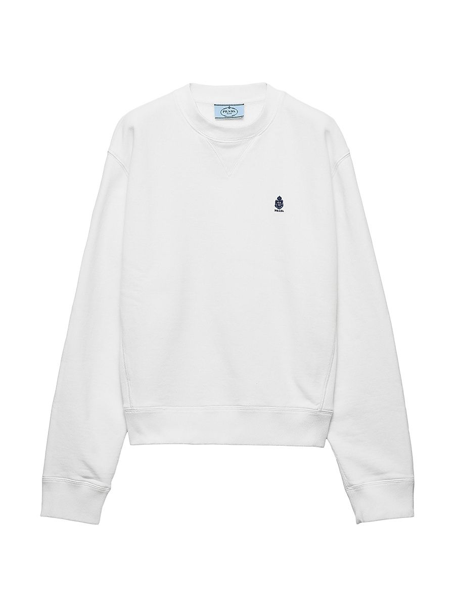 Women's Crew-Neck Cotton Sweatshirt - White - Size XL