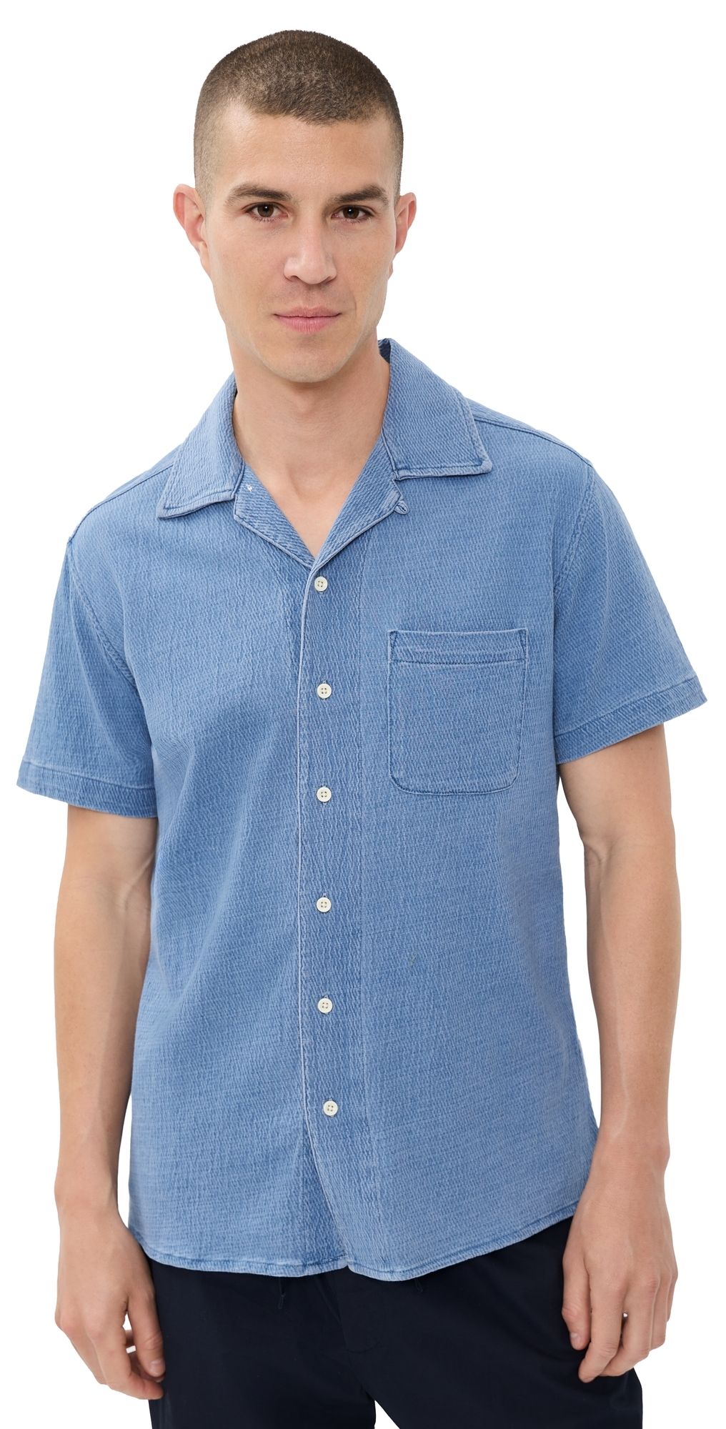 Taylor Stitch The Hawthorne Shirt Washed Indigo Crepe 40