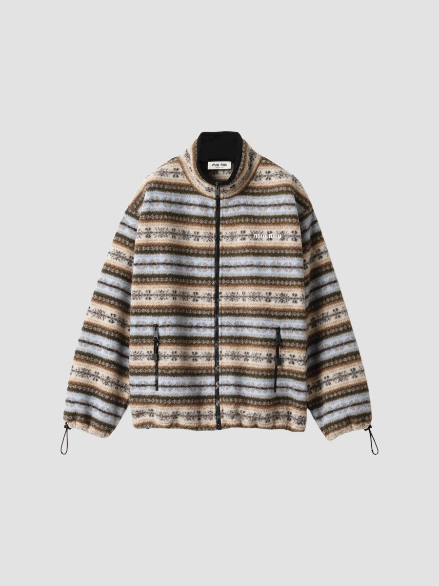 Miu Miu Women's Cotton Fleece Zipper Jacket - Multicolor - Size XL