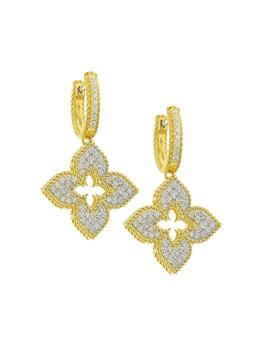 Women's Venetian Princess 18K Yellow Gold & Diamond Huggie Earrings - Gold