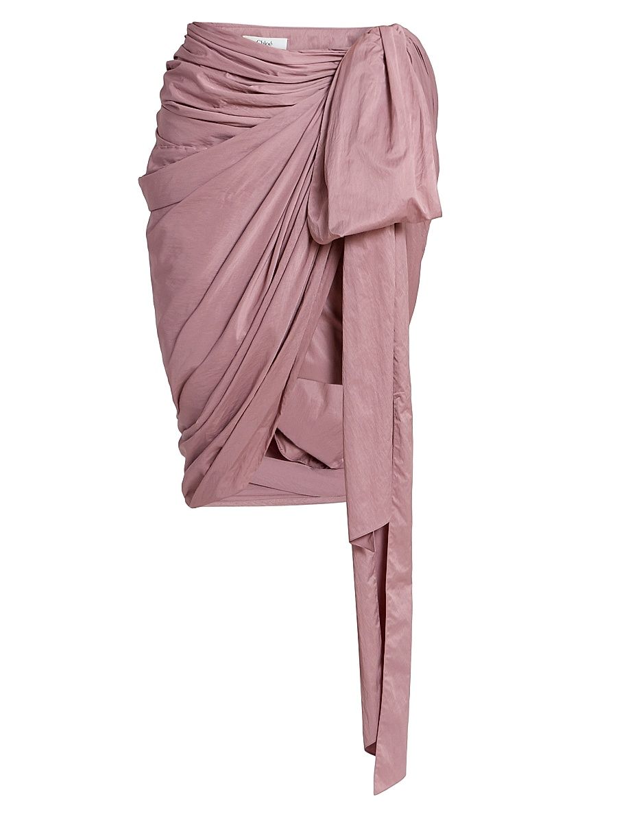 Women's Draped Wrap-Style Knee-Length Skirt - Ginger Brown - Size 8