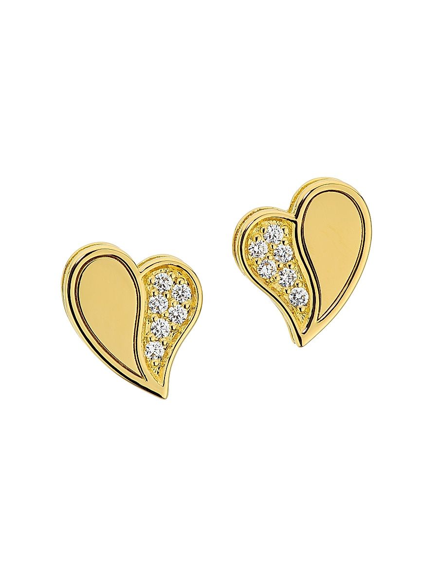 Women's Amorino 18K Yellow Gold & 0.06 TCW Diamond Heart Stud Earrings - Yellow Gold