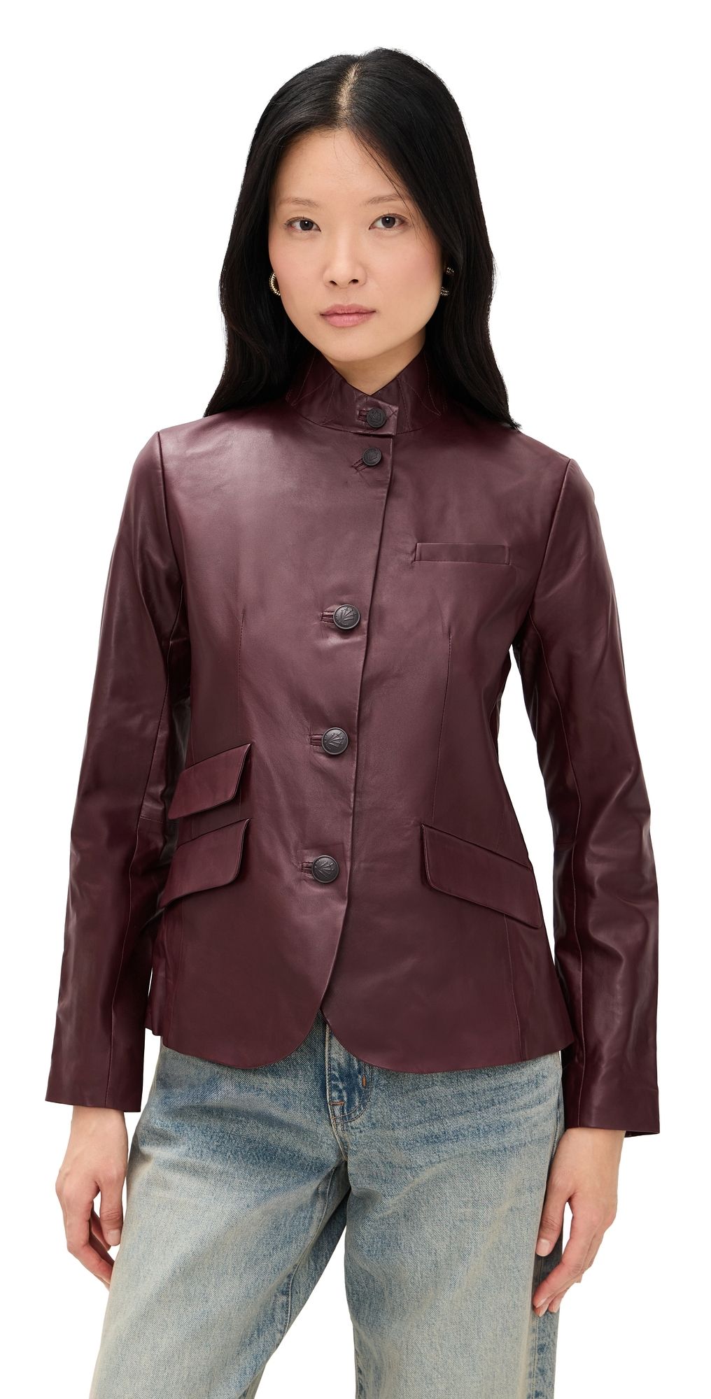 rag & bone Slade Leather Blazer Brgdy 12