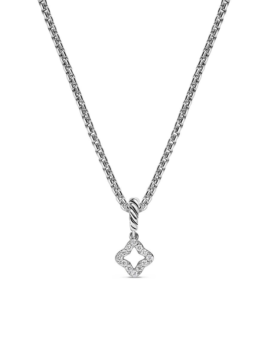 Women's Micro Pavé Quatrefoil Amulet in Sterling Silver with Diamonds, 7.4MM - Diamond