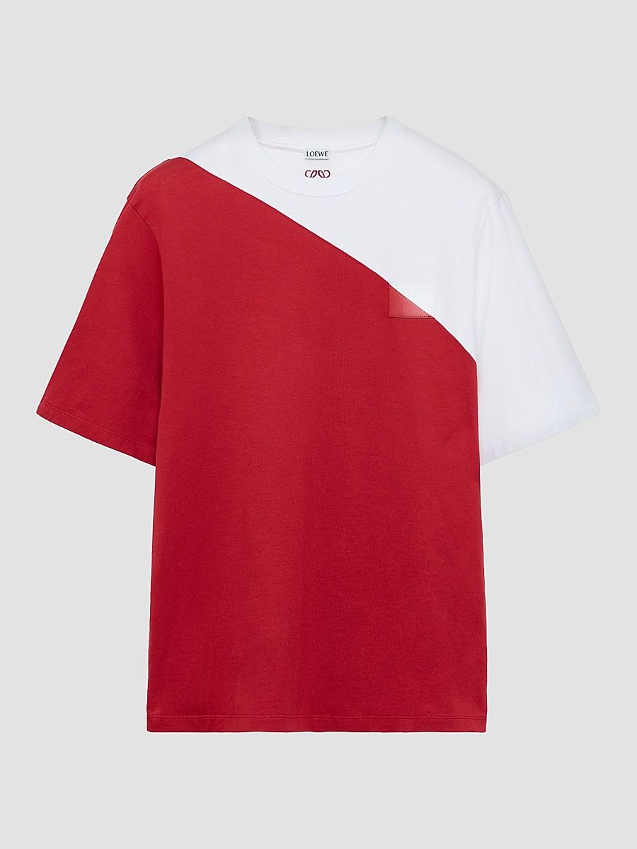 Men's Loose-Fit Jersey Crewneck T-Shirt - White Red - Size XXL