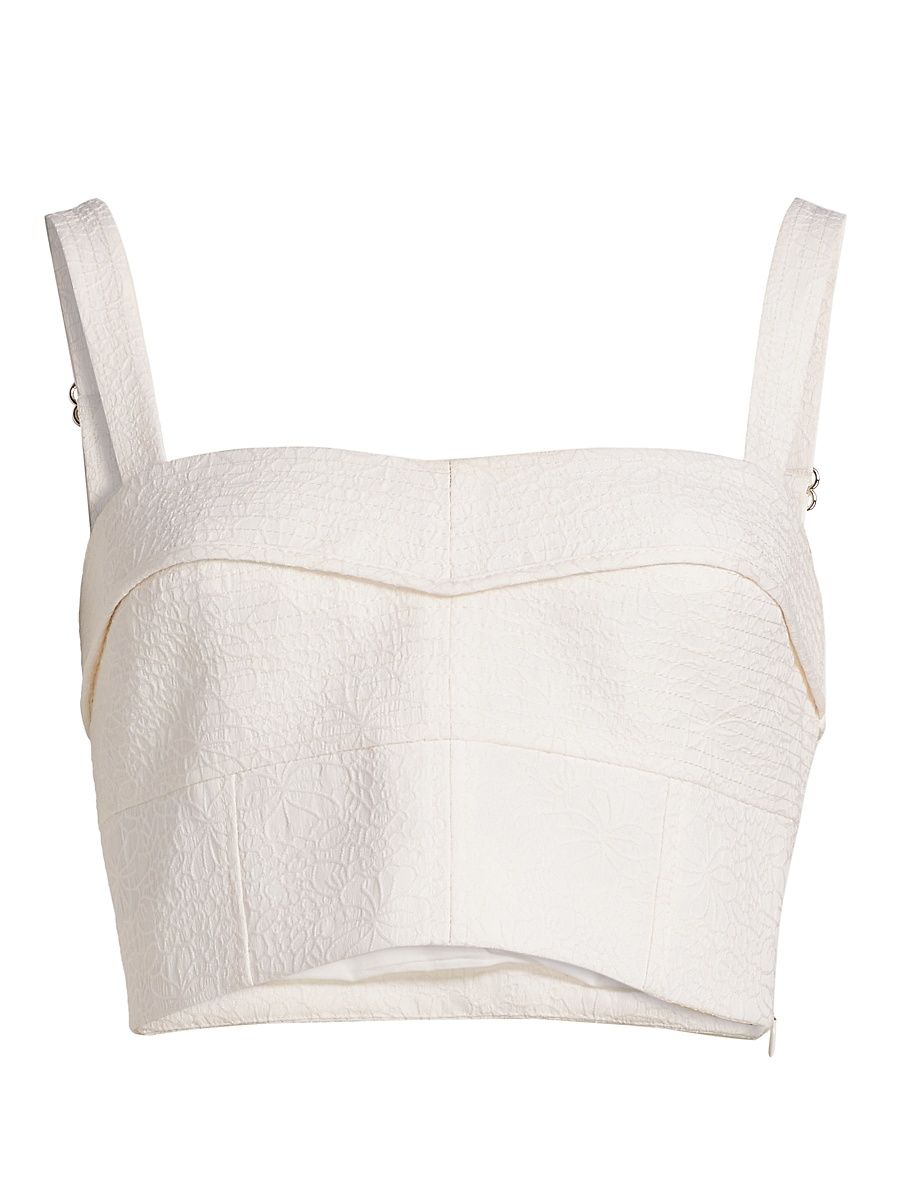 Women's Faxon Floral-Embroidered Crop Tank - Dove - Size 8