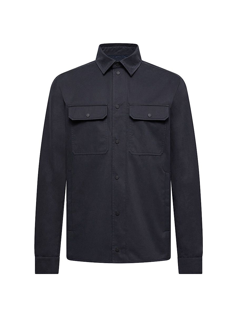 Men's Shirt in Cotton Gabardine - Navy Blue - Size XXL