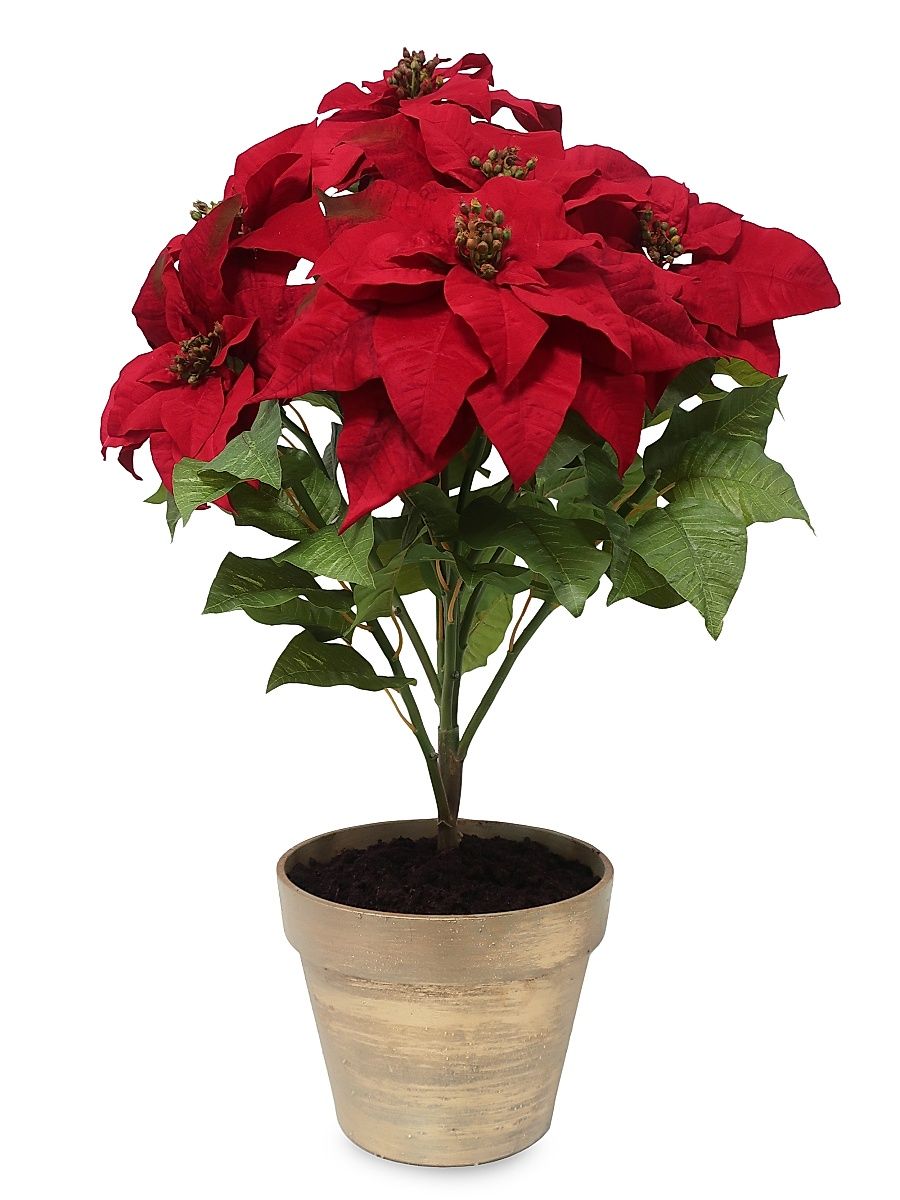 Holiday Newness Potted Faux-Poinsettia Branch