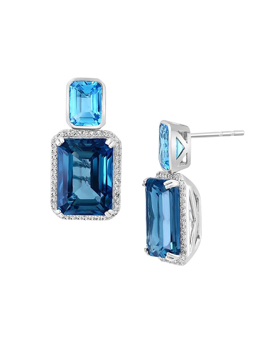 Women's 14K White Gold & Multi-Gemstone Drop Earrings - Blue