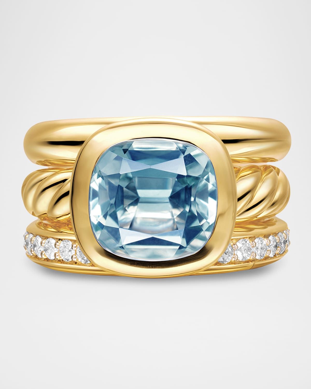 DY Mercer 3 Row Stone Ring with Diamonds in 18K Gold