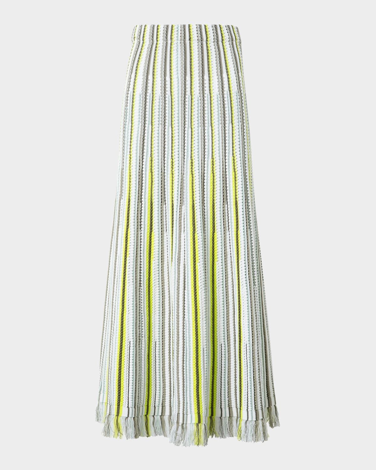 Flared Crochet Knit Fringe Hem Skirt