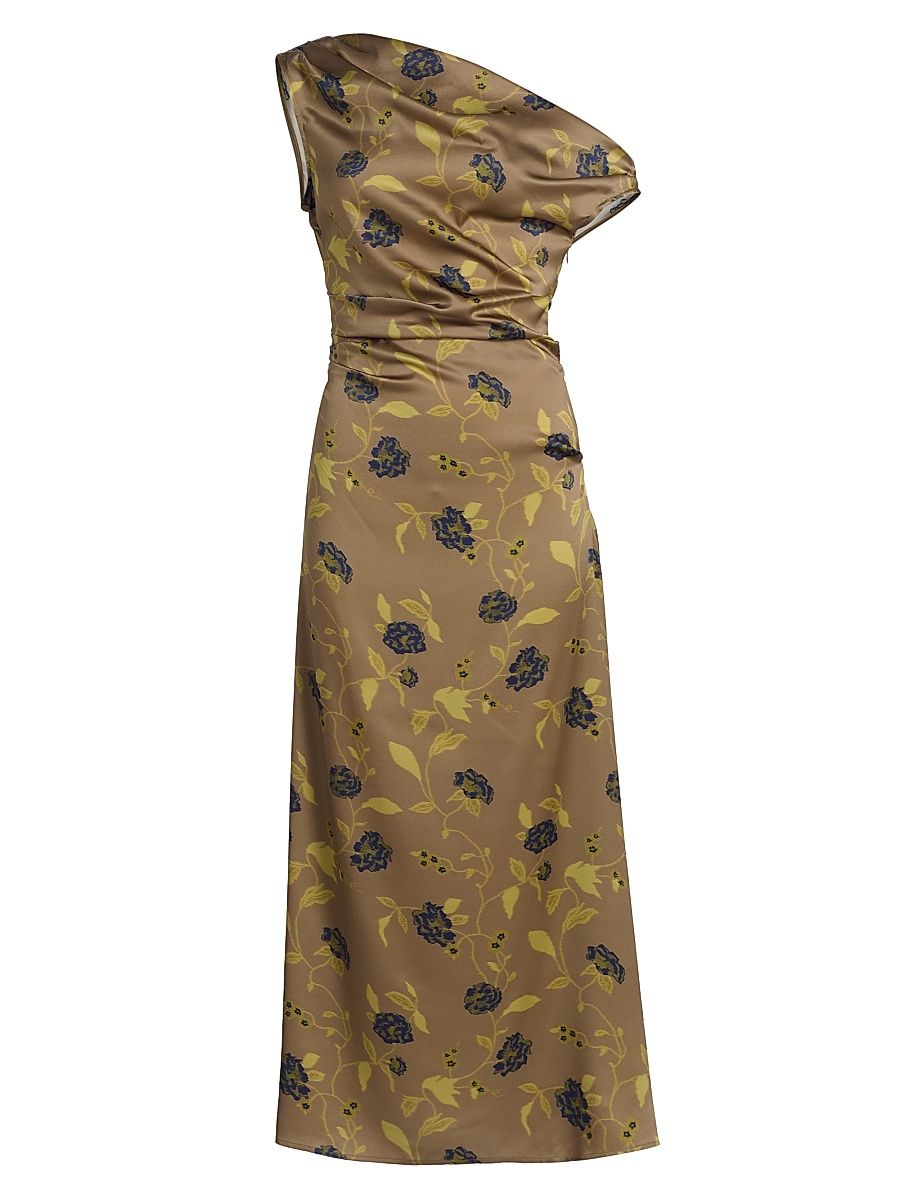 Women's Phare Asymmetric Floral Silk Midi-Dress - Vintage Floral - Size 12