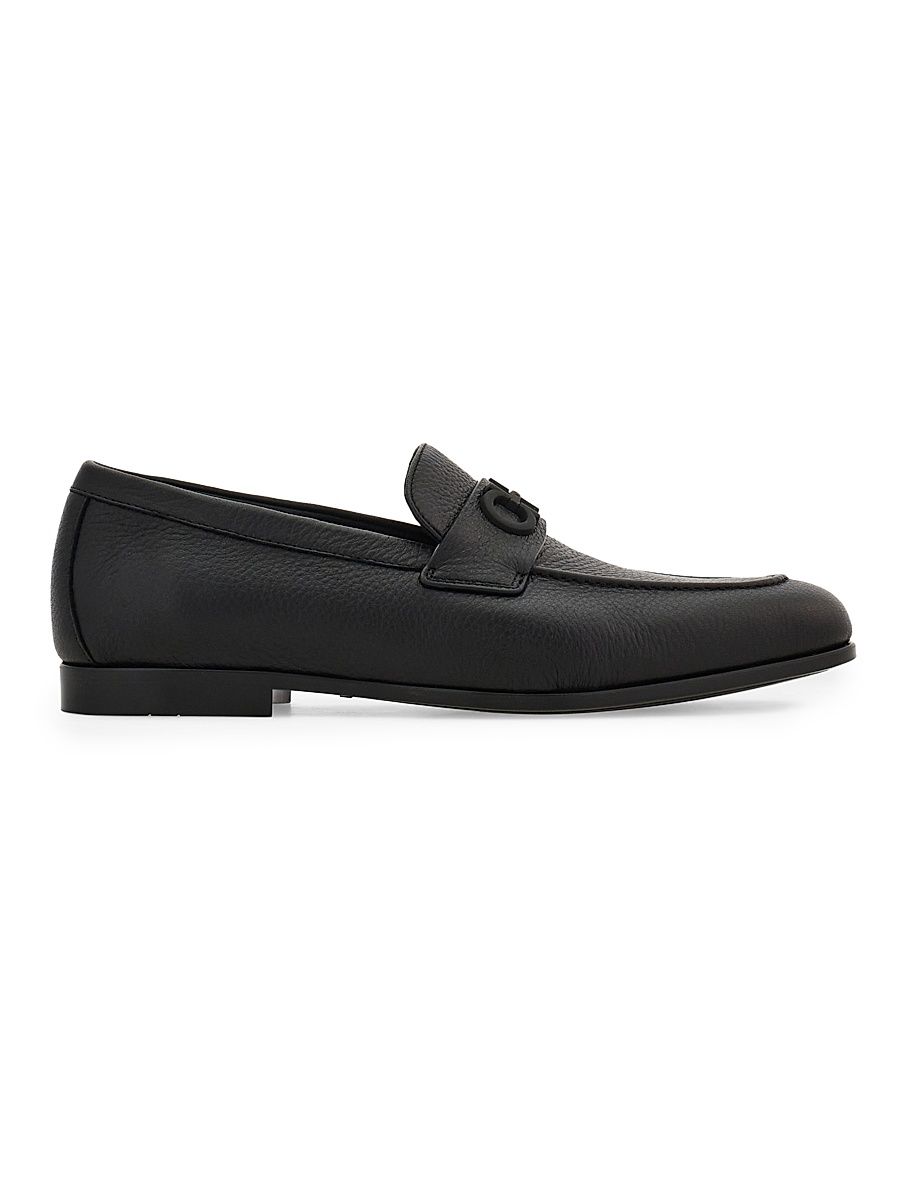 Men's Gancini Leather Loafers - Nero - Size 12