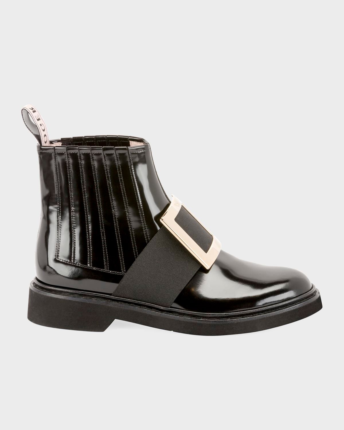 Viv Ranger Patent Leather Pilgrim Buckle Booties