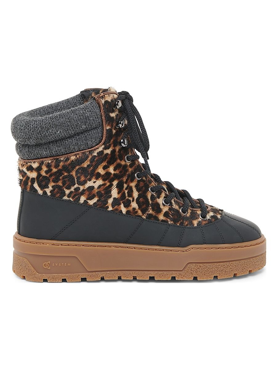 Women's Ice Cracker Printed Calf-Hair Platform Ankle Boots - Leopard Black Wood - Size 11