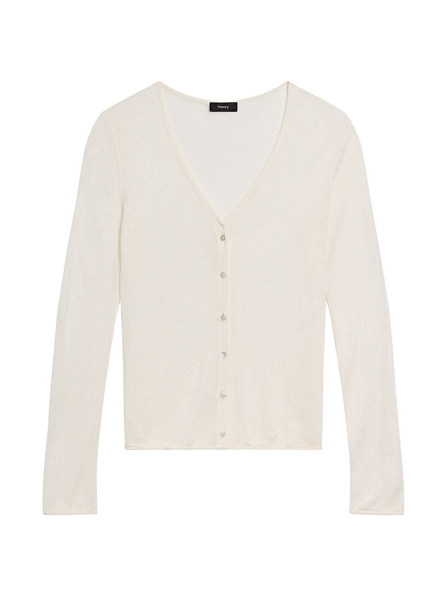 Women's Jersey Edge Sheer Cardigan - Ivory - Size Large
