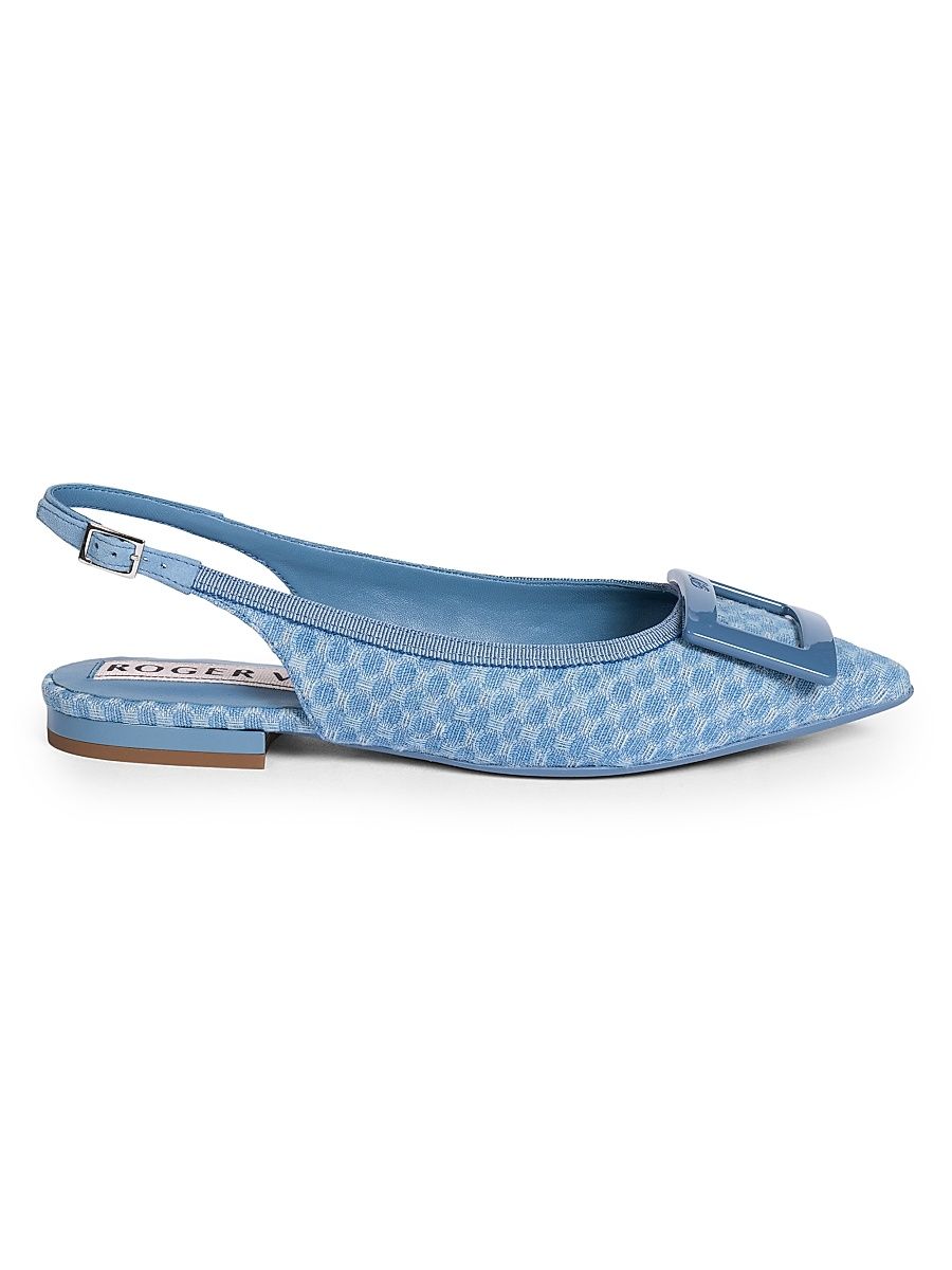 Women's Gommettine Woven Geometric Cotton Ballerina Flats - Denim - Size 5.5
