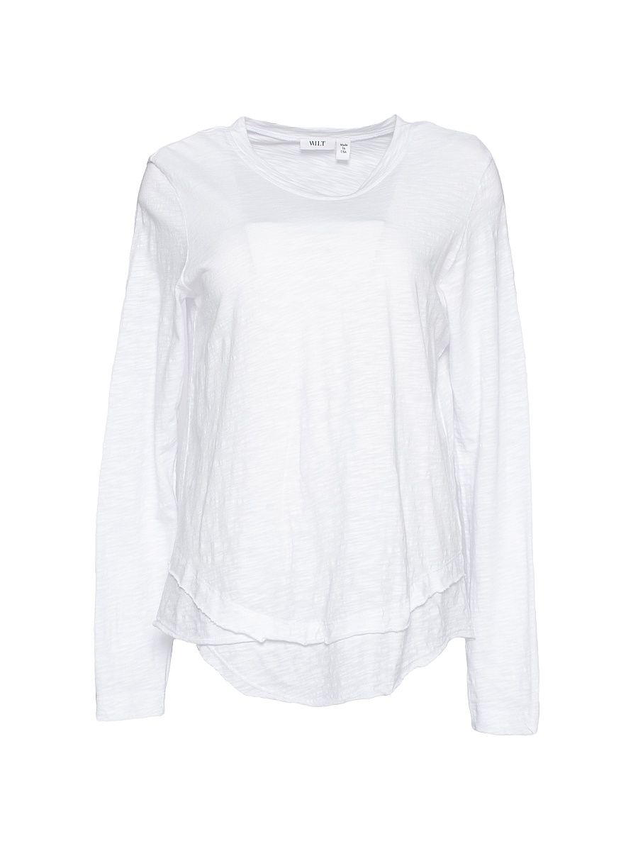 Women's Long Sleeve Mock Layer Tee - White - Size Large