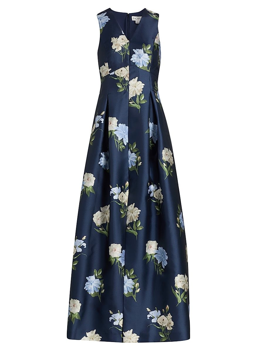 Women's Brooklynne Floral Mikado Gown - Maritime Corsage - Size 0