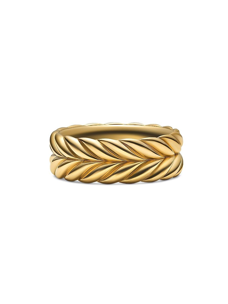 Men's Chevron Band Ring in 18K Yellow Gold, 9MM - Gold - Size 12.5
