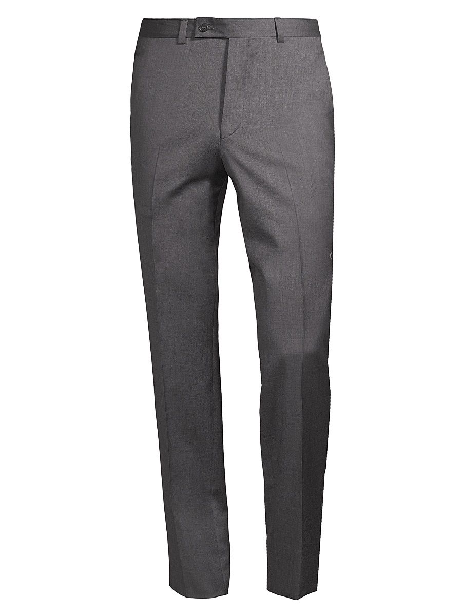 Men's COLLECTION Oslo Basic Wool Pants - Charcoal - Size 38