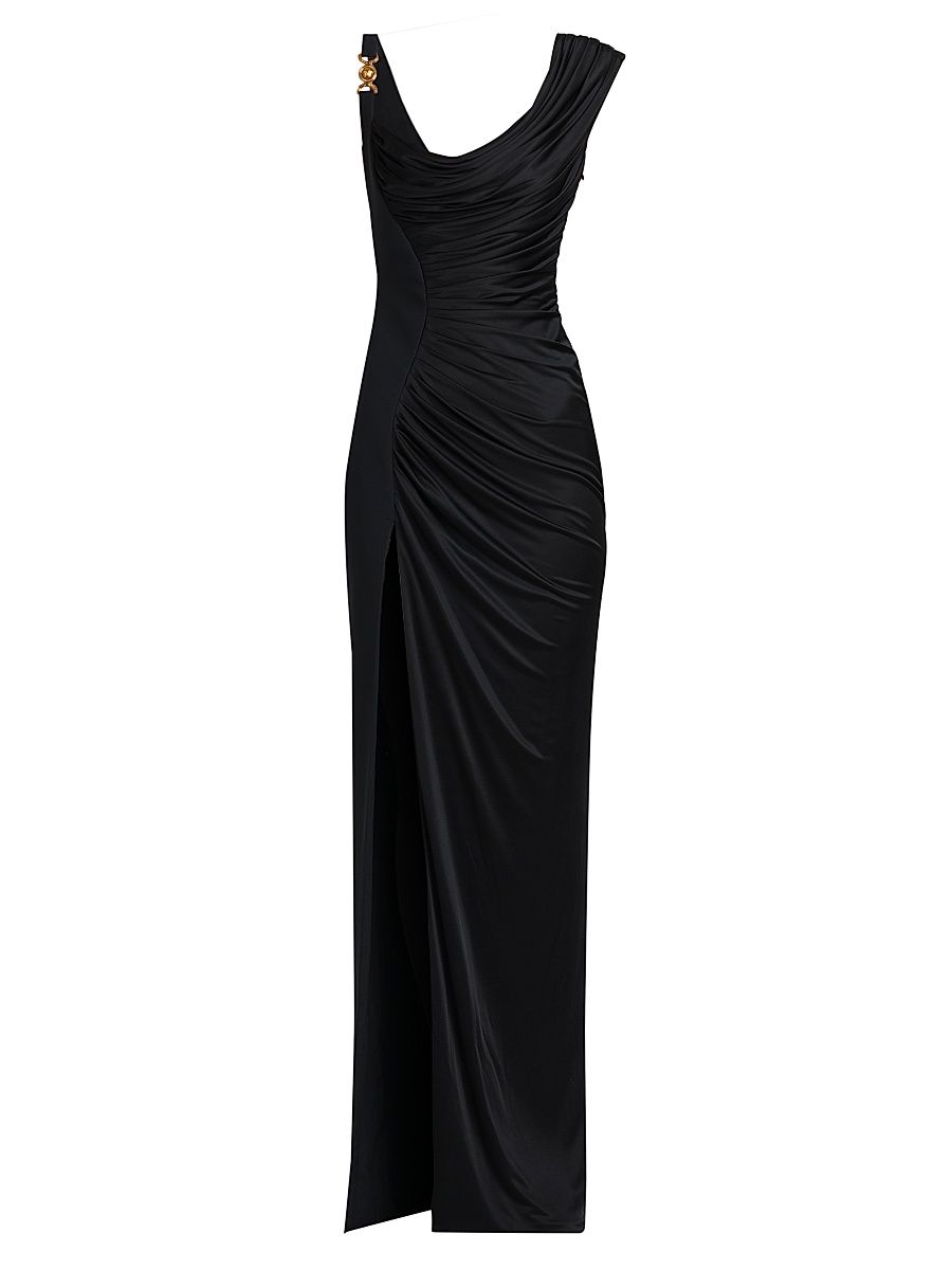 Women's Draped Cowlneck Column Gown - Black - Size 14
