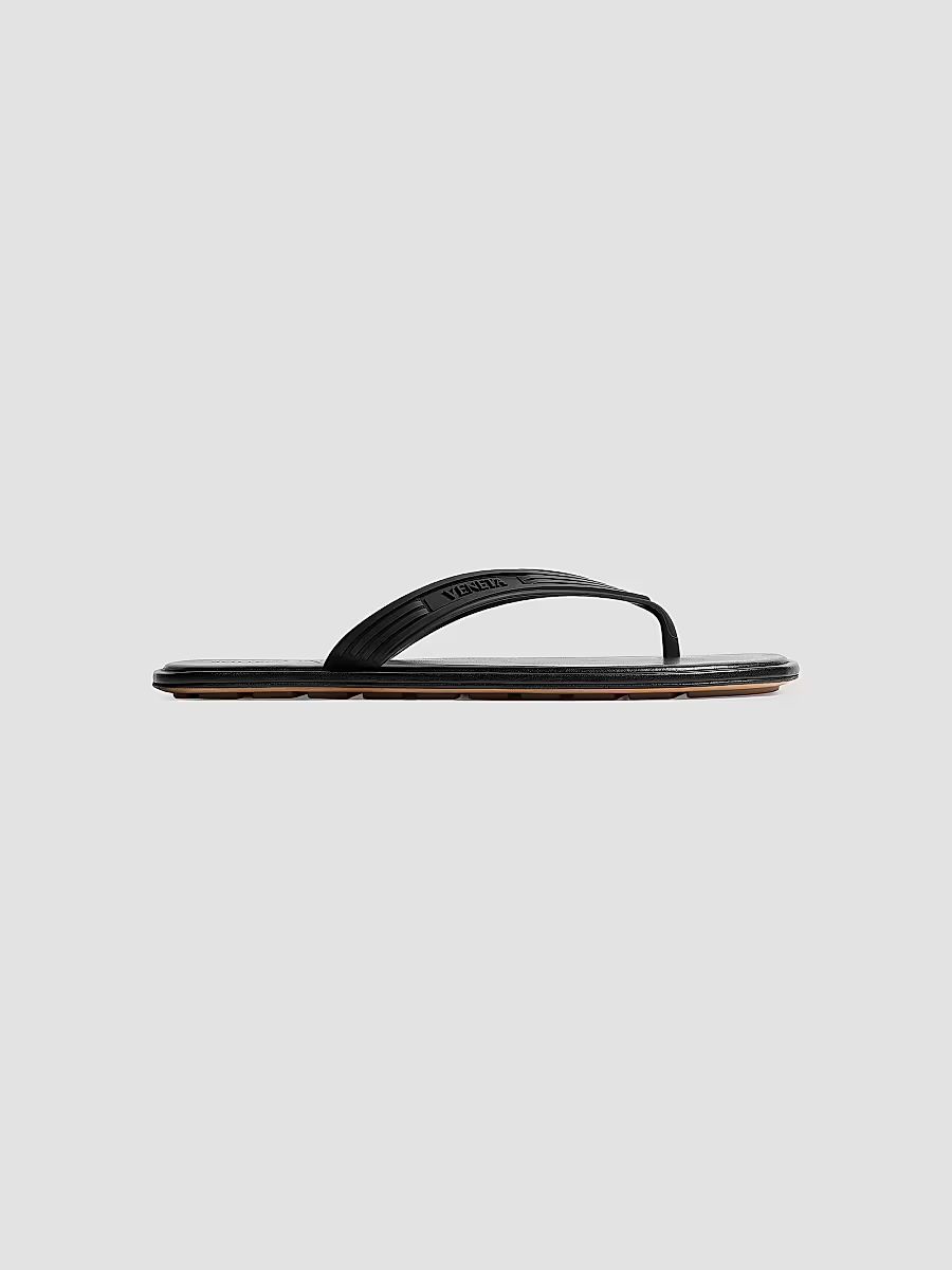 Bottega Veneta Men's Sampieri Logo Slip-On Sandals - Black - Size 13