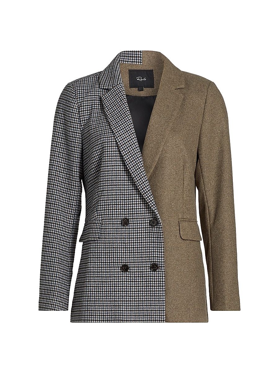 Women's Cody Print-Mixed Double-Breasted Blazer - Mixed Mini Check - Size Medium