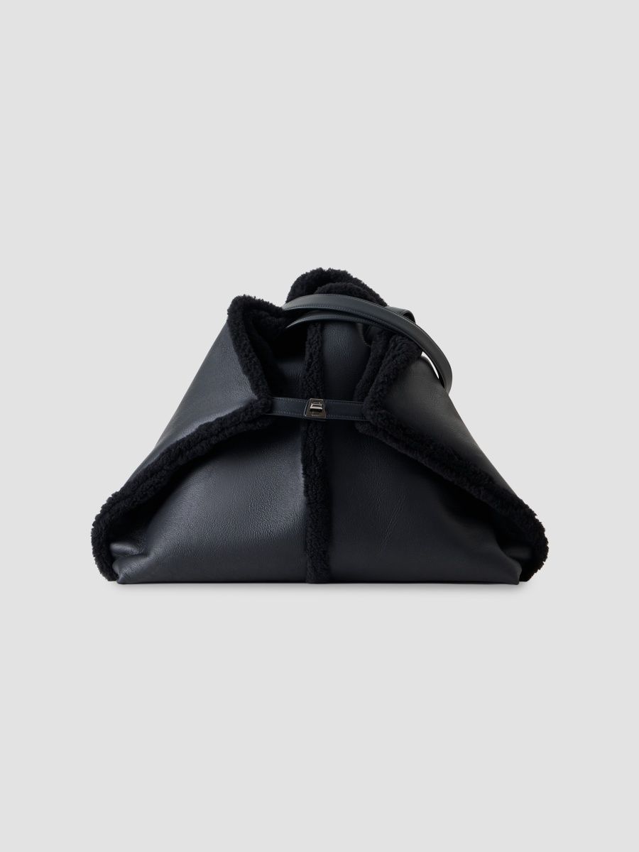 Akris Women's Ai Reversible Leather & Shearling Tote Bag - Black