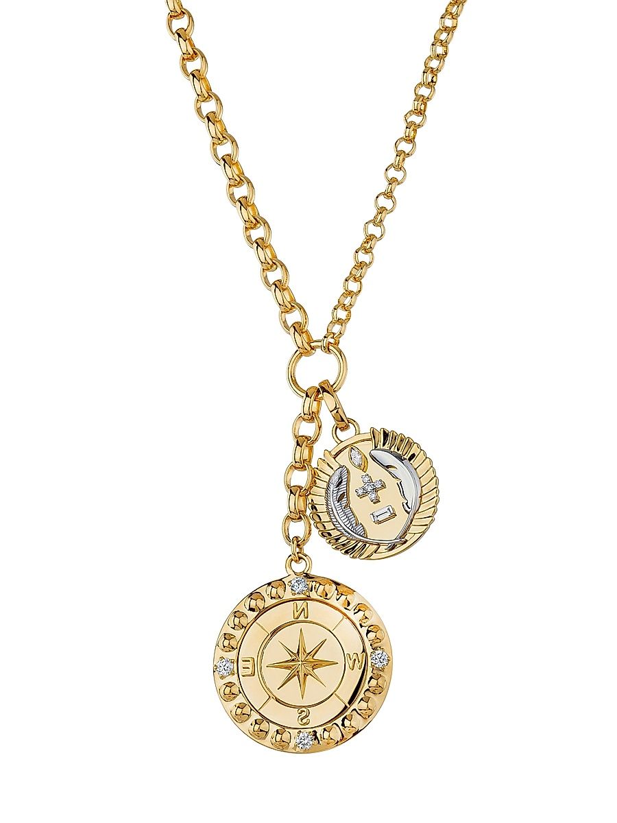 Women's Vivacity & Internal Compass Two-Tone 18K Gold & 0.37 TCW Diamond Heavy Mixed Belcher Chain Necklace - Yellow Gold