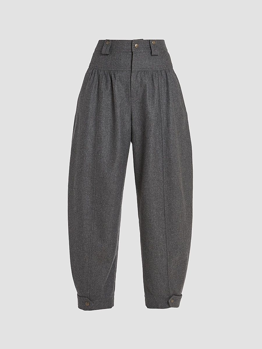 Women's Virgin Wool-Blend Barrel-Leg Pants - Graphic Grey - Size 14