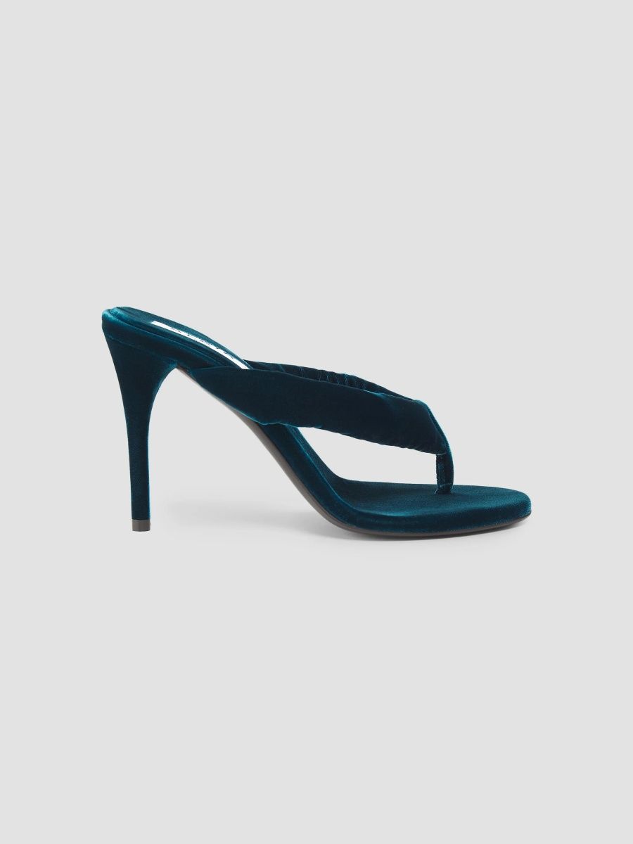 ALAÏA Women's Tong 90MM Velvet Mules - Petrole - Size 8